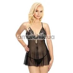 Комплект SoftLine Collection Audrey черный: пеньюар + трусики-стринги - Фото №1