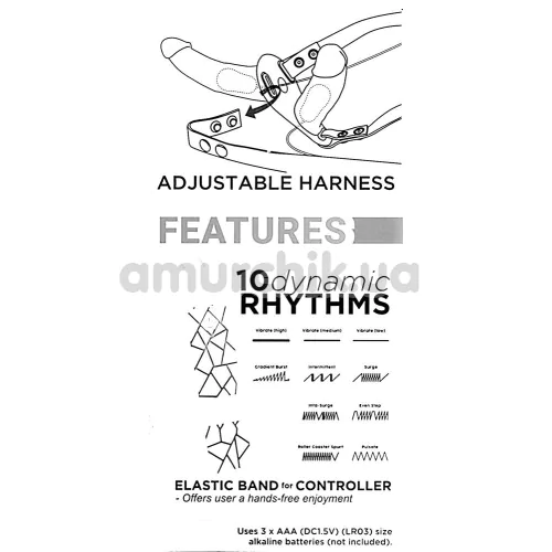 Двойной страпон с вибрацией Vibrating Double Dildos with Harnessr, черный