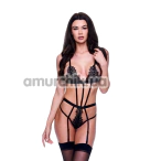 Боди Sexy Strappy Lace Teddy with Garters, черное - Фото №1