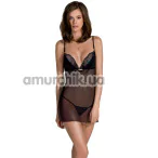 Комплект Passion Free Your Senses Deliena Chemise, чорний: пеньюар + трусики-стрінги - Фото №1