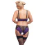 Комплект Cottelli Curves Set, черно-фиолетовый: бюстгальтер + трусики с подвязками для чулок - Фото №3