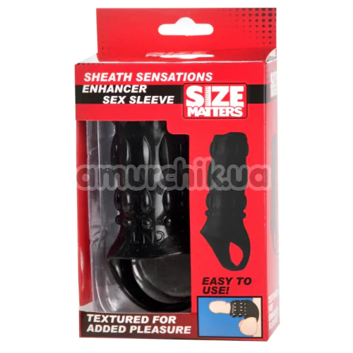 Насадка на пеніс Size Matters Sheath Sensations Enhancer Sex Sleeve, чорна