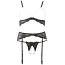 Комплект Abierta Fina Pearl Bra Suspender And String, черный: бюстгальтер + пояс для чулок + трусики-стринги - Фото №3