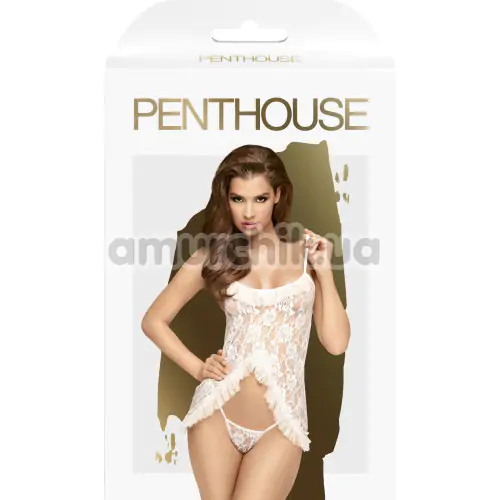 Комплект Penthouse Lingerie Flawless Love, белый: пеньюар + трусики-стринги
