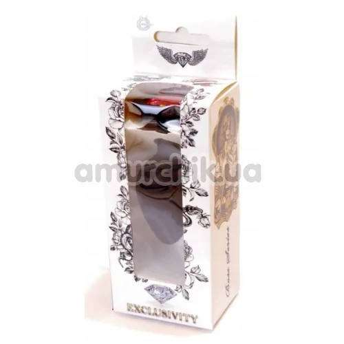 Анальна пробка із рожевим кристалом Exclusivity Jewellery Silicon Plug M, чорна