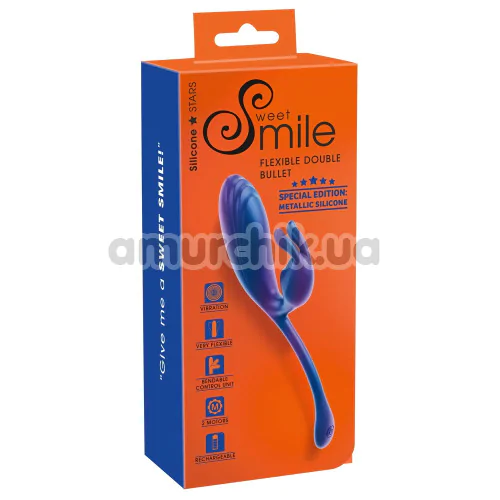 Вибратор Sweet Smile Flexible Double Bullet, градиентный синий