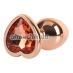 Анальная пробка с оранжевым кристаллом Matrix Mont Rose Gold Heart Butt Plug S, золотая - Фото №1