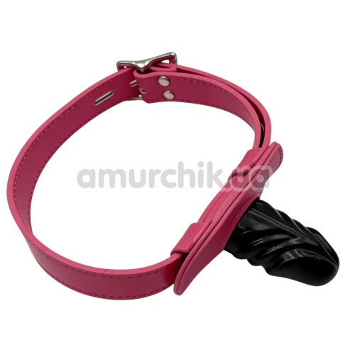 Кляп с фаллоимитатором DS Fetish Mouth Dildo Gag, черно-розовый
