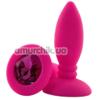 Анальная пробка с розовым кристаллом Alume Silicone Textured Teardrop Anal Plug XS, розовая - Фото №1