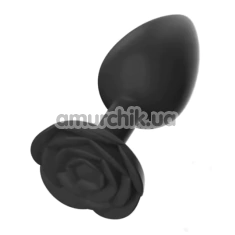 Анальная пробка Rose Shape Silicone Anal Plug Large, черная - Фото №1