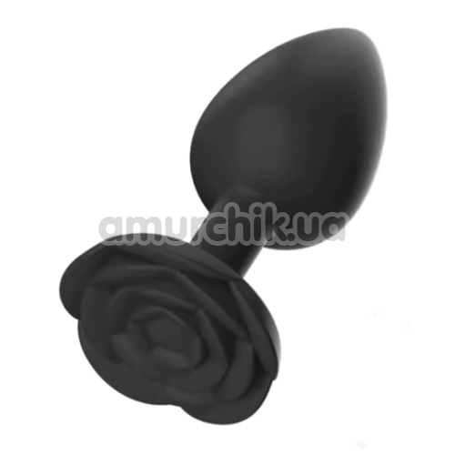 Анальная пробка Rose Shape Silicone Anal Plug Large, черная - Фото №1