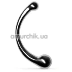 Двокінцевий фалоімітатор Unbendable The Curvey G-Spot Metal Dildo, срібний - Фото №1