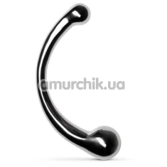 Двокінцевий фалоімітатор Unbendable The Curvey G-Spot Metal Dildo, срібний - Фото №1