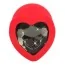 Анальная пробка с черным кристаллом Silicone Plug Medium, красная - Фото №2