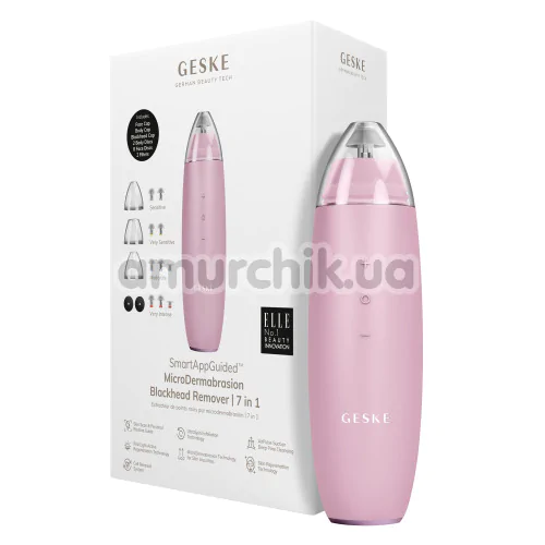 Микродермабразионное устройство для удаления черных точек Geske MicroDermabrasion Blackhead Remover 7 in 1, светло-розовое