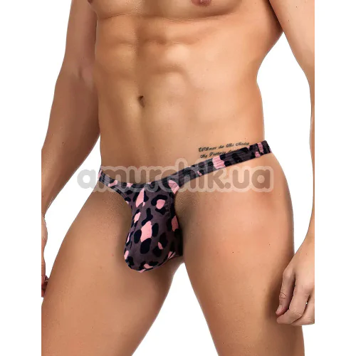 Трусы-стринги мужские Star Night Men's Leopard G-String, черно-розовые - Фото №1