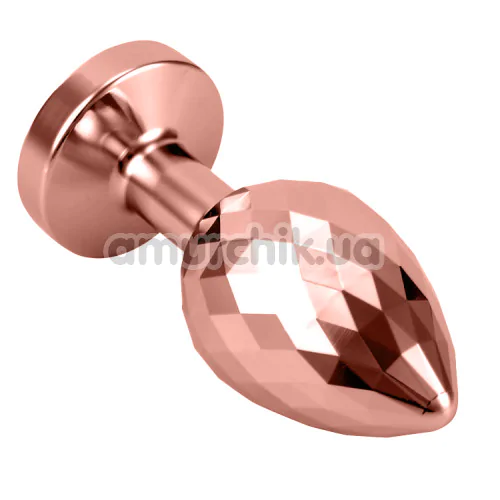 Анальная пробка с прозрачным кристаллом Seamless Butt Plug Starting Medium, розово-золотая