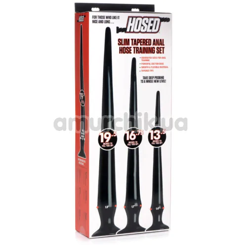 Набор анальных пробок Hosed Slim Tapered Anal Hose Training Set, черный