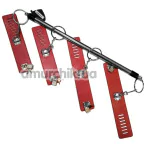 Фиксаторы для рук и ног DS Fetish Metal Hand And Ankle Spreader Bar With Carbines, красные - Фото №1