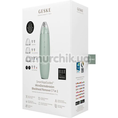 Микродермабразионное устройство для удаления черных точек Geske MicroDermabrasion Blackhead Remover 7 in 1, зеленое