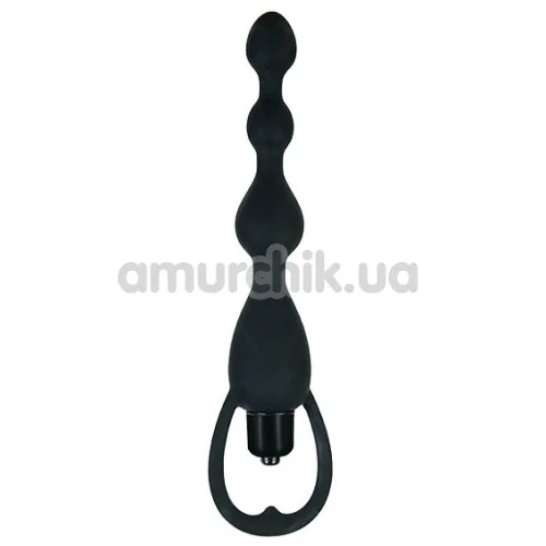 Анальный вибростимулятор Silicone Vibrating Beads Black чёрный - Фото №1