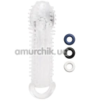 Насадка на пенис Size Up 1.5 Inch See-Thru Stretch Penis Extender With Pleasure Points & Ball Loop, прозрачная - Фото №1