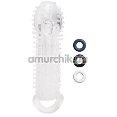 Насадка на пенис Size Up 1.5 Inch See-Thru Stretch Penis Extender With Pleasure Points & Ball Loop, прозрачная - Фото №1