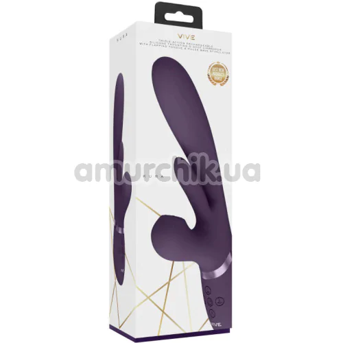 Вібратор з поштовхами, пульсацією і рухомою платформою Vive Kura, фіолетовий