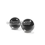 Вагінальні кульки Black Glass Ben-Wa Balls Medium, чорні - Фото №1