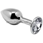 Анальная пробка с прозрачным кристаллом Alive Anal Pleasure Mini Metal Butt Plug L, серебряная - Фото №1