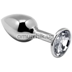 Анальна пробка з прозорим кристалом Alive Anal Pleasure Mini Metal Butt Plug L, срібна - Фото №1