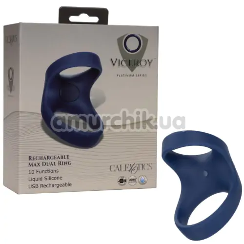 Виброкольцо для члена Viceroy Rechargeable Max Dual Ring, синее
