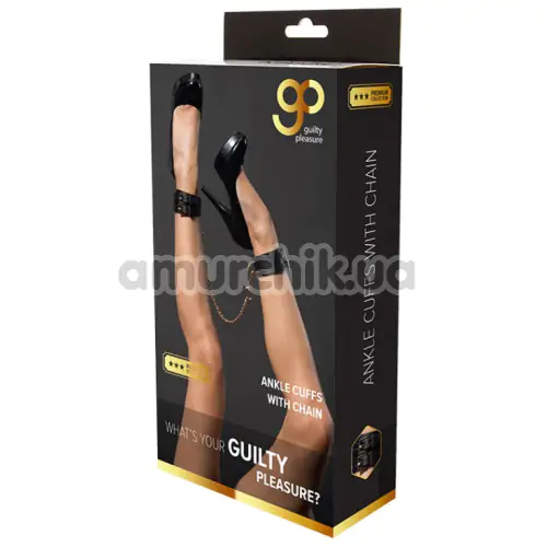 Фіксатори для ніг Guilty Pleasure Premium Collection Ankle Cuffs With Chain, чорні