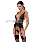 Комплект Passion Free Your Senses Mirajane Corset, чорний: корсет + трусики-стрінги - Фото №1