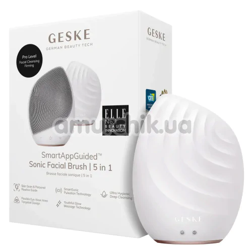 Ультразвуковая щетка для лица Geske Sonic Facial Brush 5 in 1, кремовая