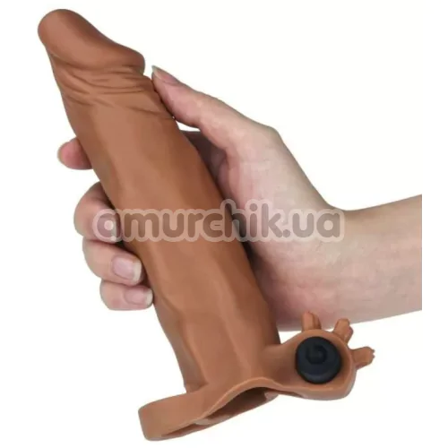 Насадка - удлинитель пениса с вибрацией Lovetoy Pleasure X-Tender Series LV1063, коричневая