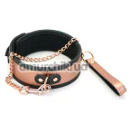Ошейник с поводком Liebe Seele Rose Gold Memory Leather Collar and Metal Chain Leash, золото-черный - Фото №1