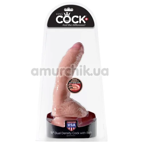 Фаллоимитатор King Cock Plus Dual Density With Balls, 25.4 см телесный