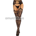 Колготки Leg Avenue French Rose Backseam Garter Belt Stockings, черные - Фото №1