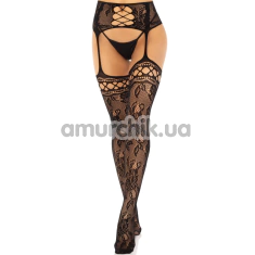 Колготки Leg Avenue French Rose Backseam Garter Belt Stockings, черные - Фото №1