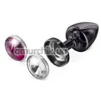 Анальна пробка з прозорим і рожевим кристалом SWAROVSKI Anni Magnet T1, чорна - Фото №1
