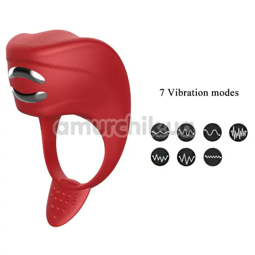 Виброкольцо для члена с электростимуляцией FoxShow Silicone Vibrating Ring With Electro Stim, красное