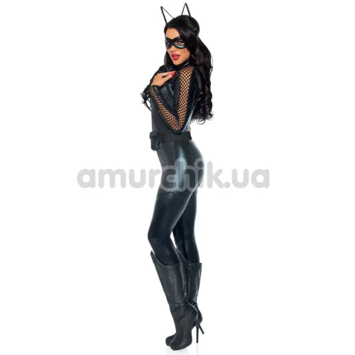 Костюм кошечки Leg Avenue Wicked Kitty, черный: комбинезон + пояс + маска + повязка на голову