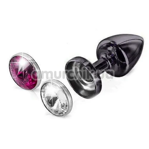Анальная пробка с прозрачным и розовым кристаллом SWAROVSKI Anni Magnet T1, черная - Фото №1