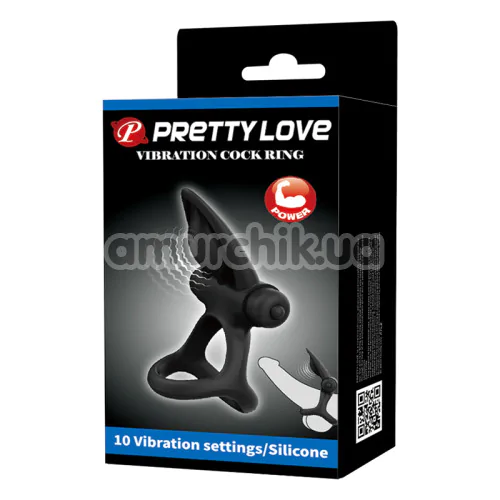 Виброкольцо для члена Pretty Love Vibration Cock Ring, черное