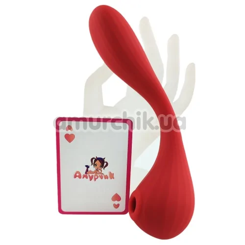 Вібратор з вакуумним стимулятором Magic Motion Magic Bobi, червоний