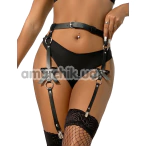 Пояс для чулок Star Night Faux Leather Bondage Garter, черный - Фото №1