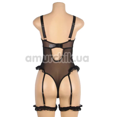 Боди с подвязками Star Night Mesh & Lace Garter Teddy, черное