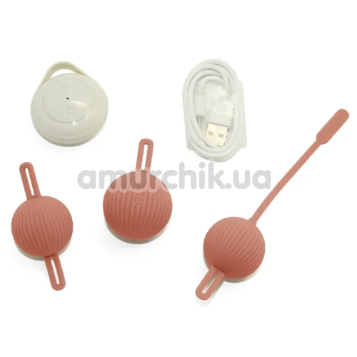 Набор вагинальных шариков с вибрацией Sweet Em Selene Kegel Balls, коралловый - Фото №1