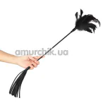 Флогер з пір'їнкою для пестощів DS Fetish Flogger With Feathers, чорний - Фото №1